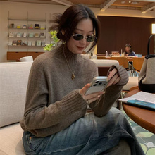 SHINE 不可机洗 无缝一体 100%牦牛绒 软糯 半高领三色针织毛衣