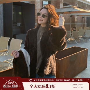 羊皮毛一体 西班牙进口拉贡原生态 极简两色皮草外套 自留 SHINE