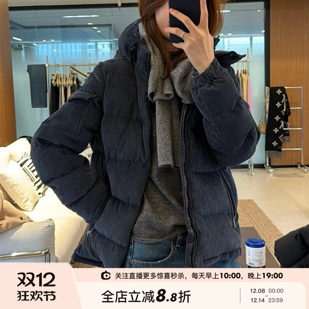 90白鹅绒连帽可拆羽绒服外套