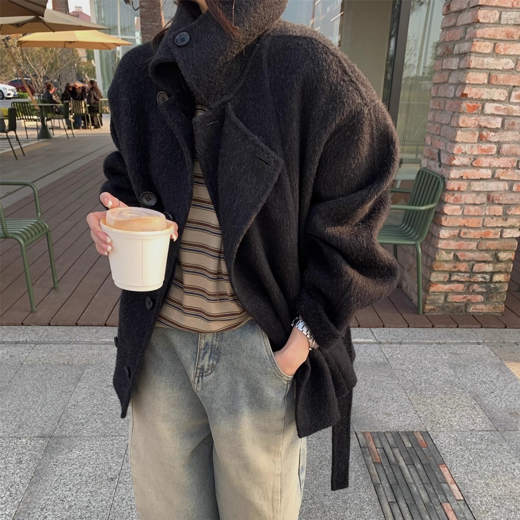 lem*ire同款浣熊绒两色大衣外套