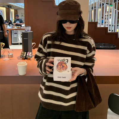 牦牛绒圆领套头针织毛衣