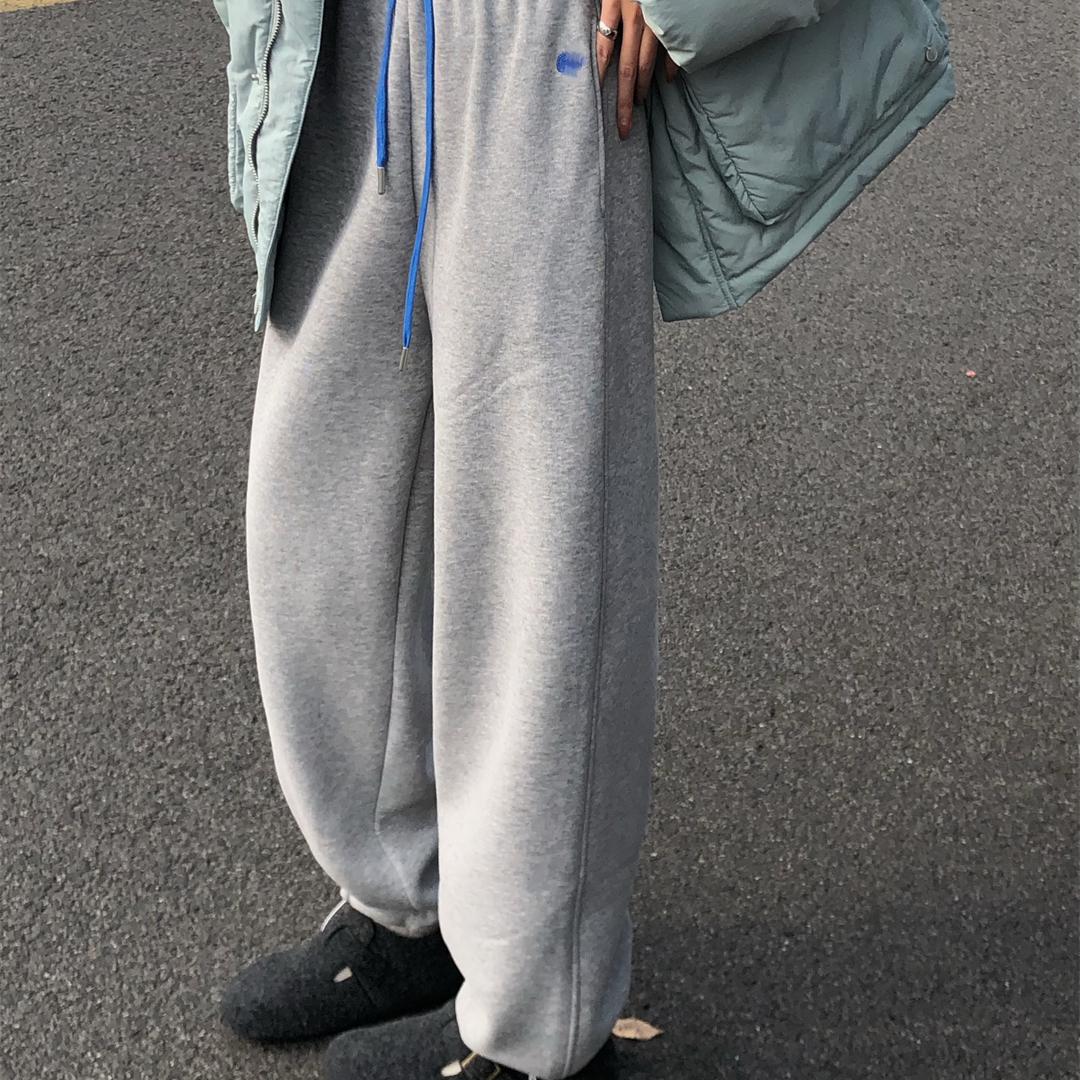 松紧腰加绒保暖三色休闲卫裤