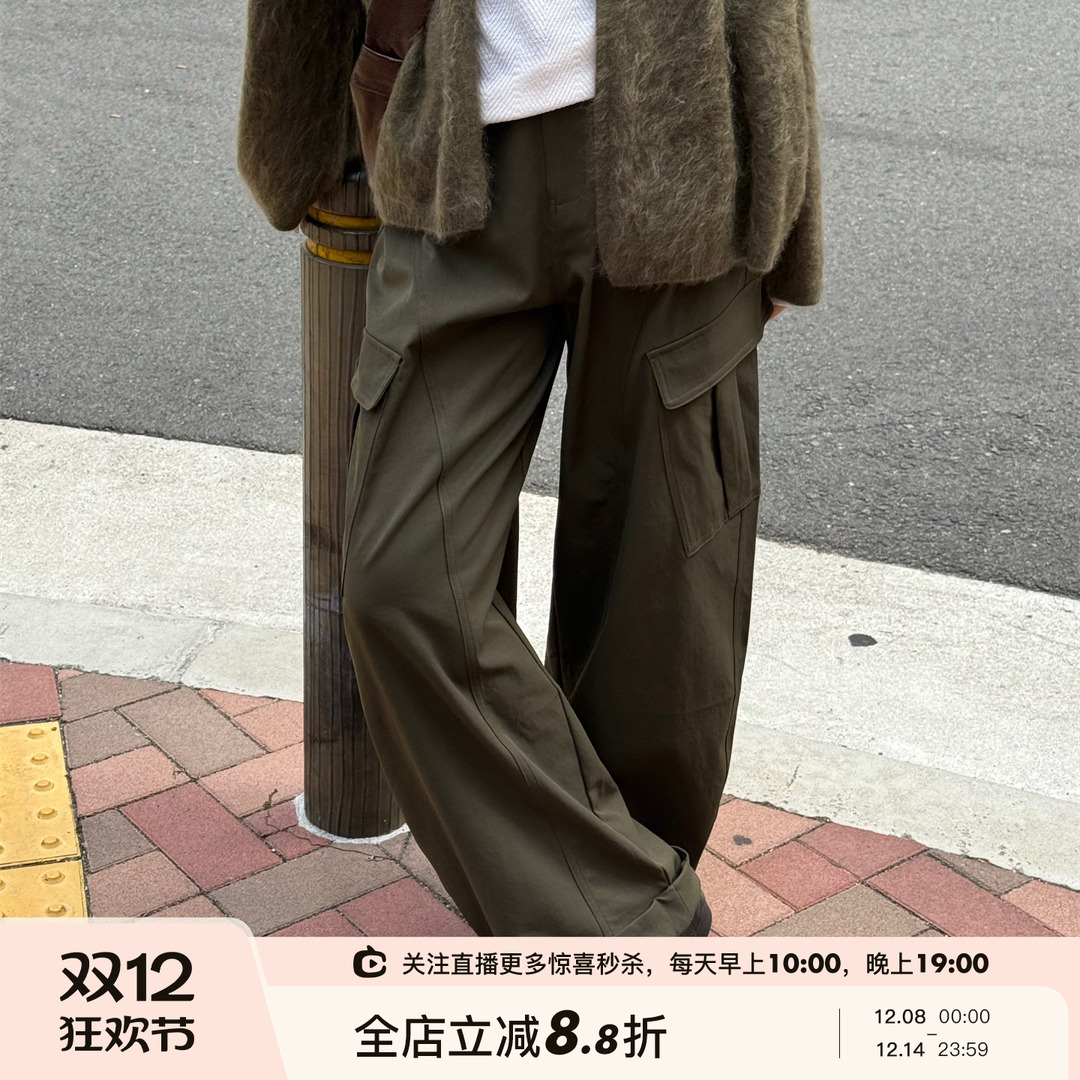 高腰百搭两色弯刀气球休闲裤