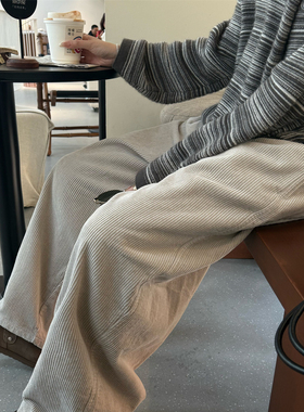 SHINE 冬季新品 复古老钱风 松紧腰抽绳 两色磨毛灯芯绒休闲裤