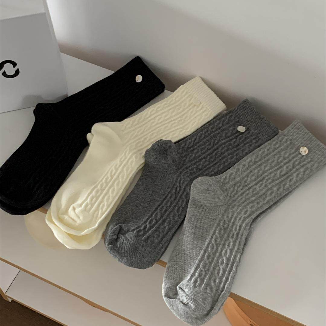 SHINE 单拍不发！简约纯色麻花纹 贝母扣 四色棉质堆堆袜中筒袜,女士内衣/男士内衣/家居服,中筒袜,淘宝优惠券,粉丝福利购,淘宝优惠卷