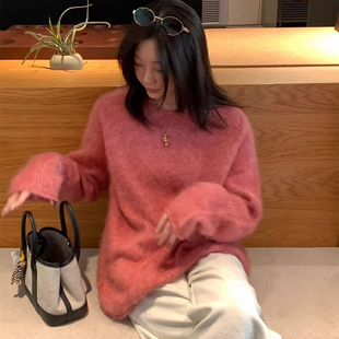 奢暖细腻 进口杂色花纱 绵羊毛拉毛针织圆领毛衣 不可机洗 SHINE