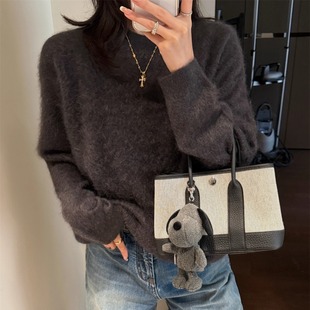 SHINE48小时退换 软糯亲肤 牦牛绒 圆领套头四色拉绒拉毛针织毛衣