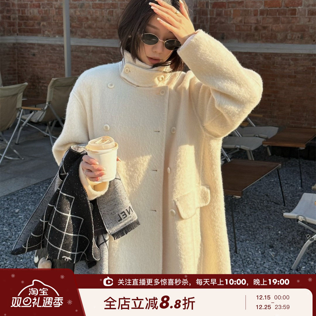 小翻领苏利婴羊驼毛大衣外套