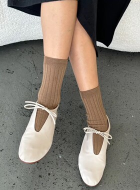 海外显示折扣Martiniano bootie极简系带羊皮平底鞋奶奶鞋白百何