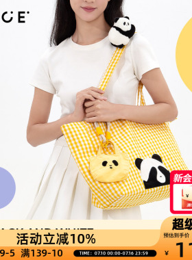 OCE熊猫单肩包学生新款百搭时尚帆布包大容量女