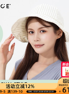 OCE条纹格子遮阳小圆帽子女款2026新款防晒防紫外线夏天帽子