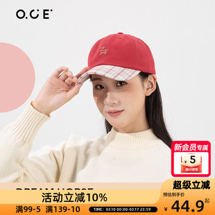 OCE梦想小马棒球帽2026新款红色大头围帽子大脸显脸小纯棉鸭舌帽