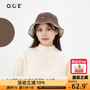 OCE爱丽丝漫游仙境圣诞小圆帽渔夫帽子方圆脸显脸小大头围盆帽