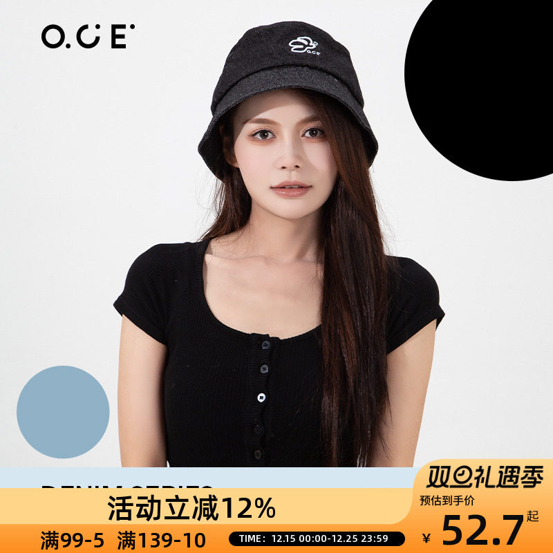 OCE牛仔系列花漾渔夫帽户外防晒遮阳帽子防紫外线太阳帽素颜百搭