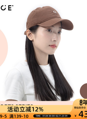 OCE字母棒球帽女韩版百搭宽帽檐大脸鸭舌帽美拉德风