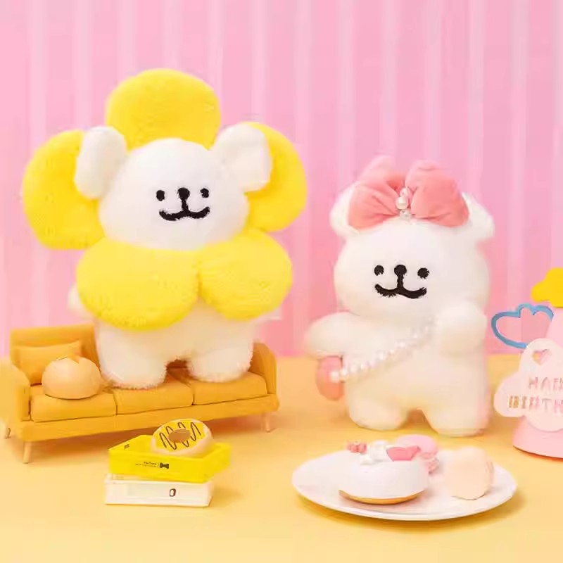 线条小狗Maltese原创太阳花公仔可爱毛绒玩偶女宿舍抱枕生日礼物