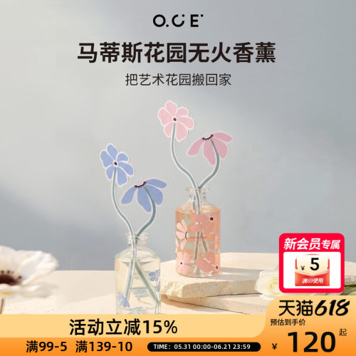 OCE马蒂斯花园无火香薰艺术花朵扩香片清新香调持久扩香家居香氛
