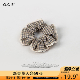 复古圆形发圈高级感韩系可爱马尾发绳英伦少女热销 OCE蕾丝边法式