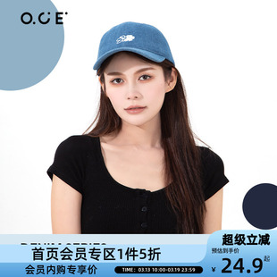 【会员专区5折起】OCE牛仔系列花漾棒球帽韩版显脸小情侣鸭舌帽子