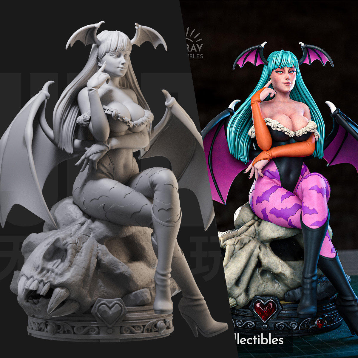 魅魔莫妮卡 恶魔战士 1/24白模gk手办 18比例兵人3d打印模型 1580