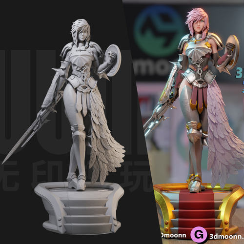 雷霆 最终幻想13女主 1/24白模手办 18比例GK兵人3D打印模型 1061