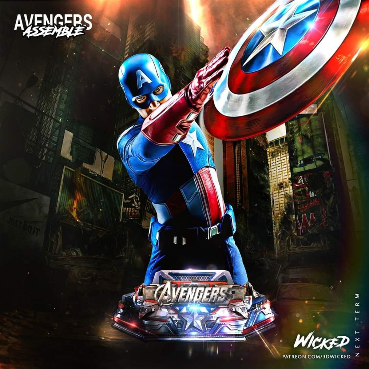 1/10 美国队长 复仇者联盟 漫威 16比例GK树脂白模手办模型 995