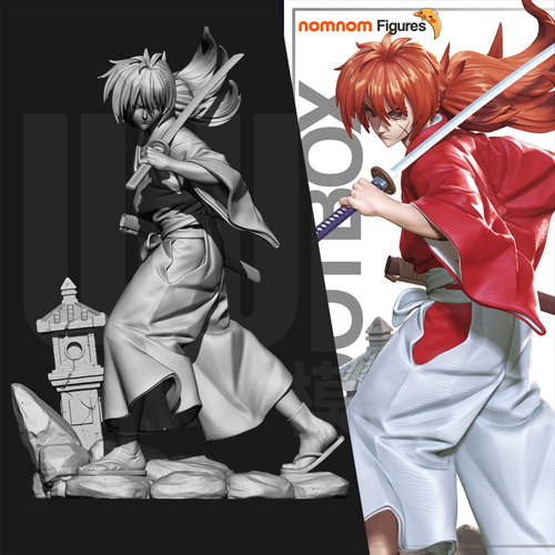 浪客剑心 绯村剑心 1/24GK白模手办 18比例树脂3D打印模型 6591