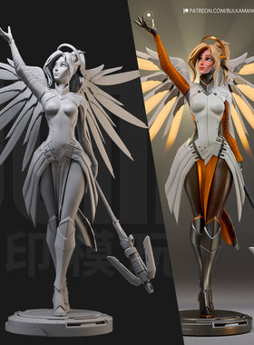 1/24 天使 守望先锋 暴雪 18比例GK白模手办3D打印兵人模型 4961