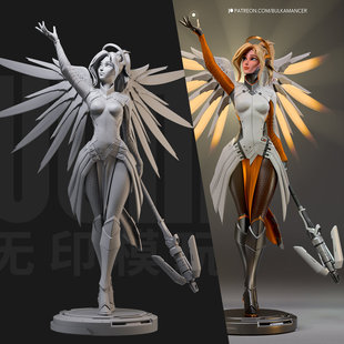 1/24 天使 守望先锋 暴雪 18比例GK白模手办3D打印兵人模型 4961