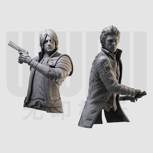 1/10 但丁 维吉尔 恶魔五月哭游戏16比例GK树脂白模手办模型 1588