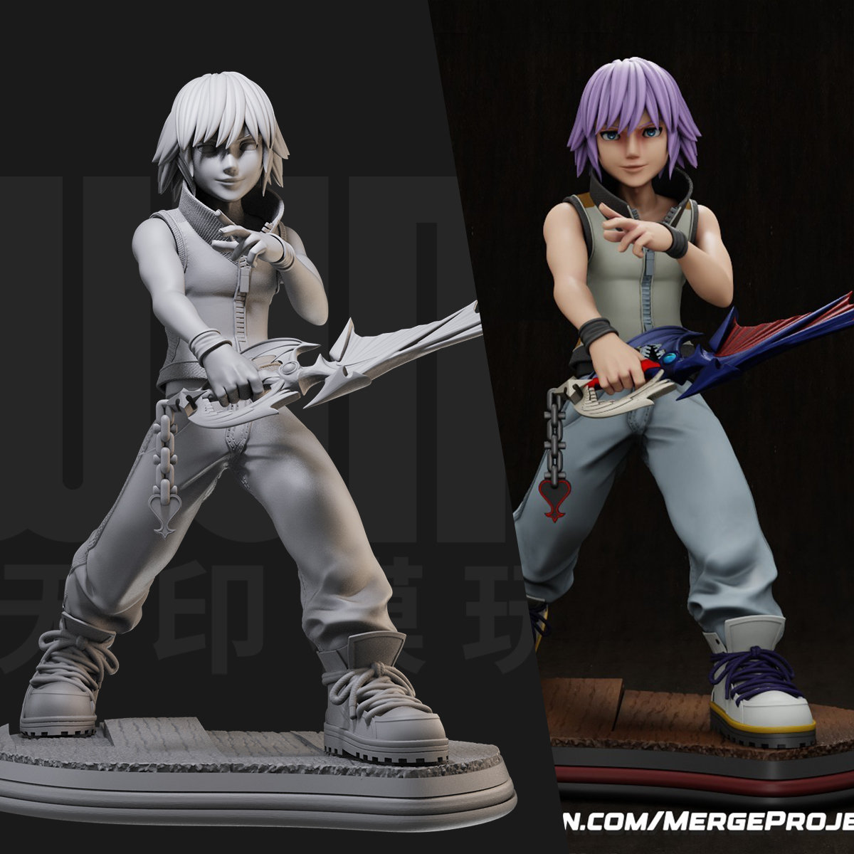 1/24 利库 王国之心 18比例GK白模手办3D打印兵人模型 3331