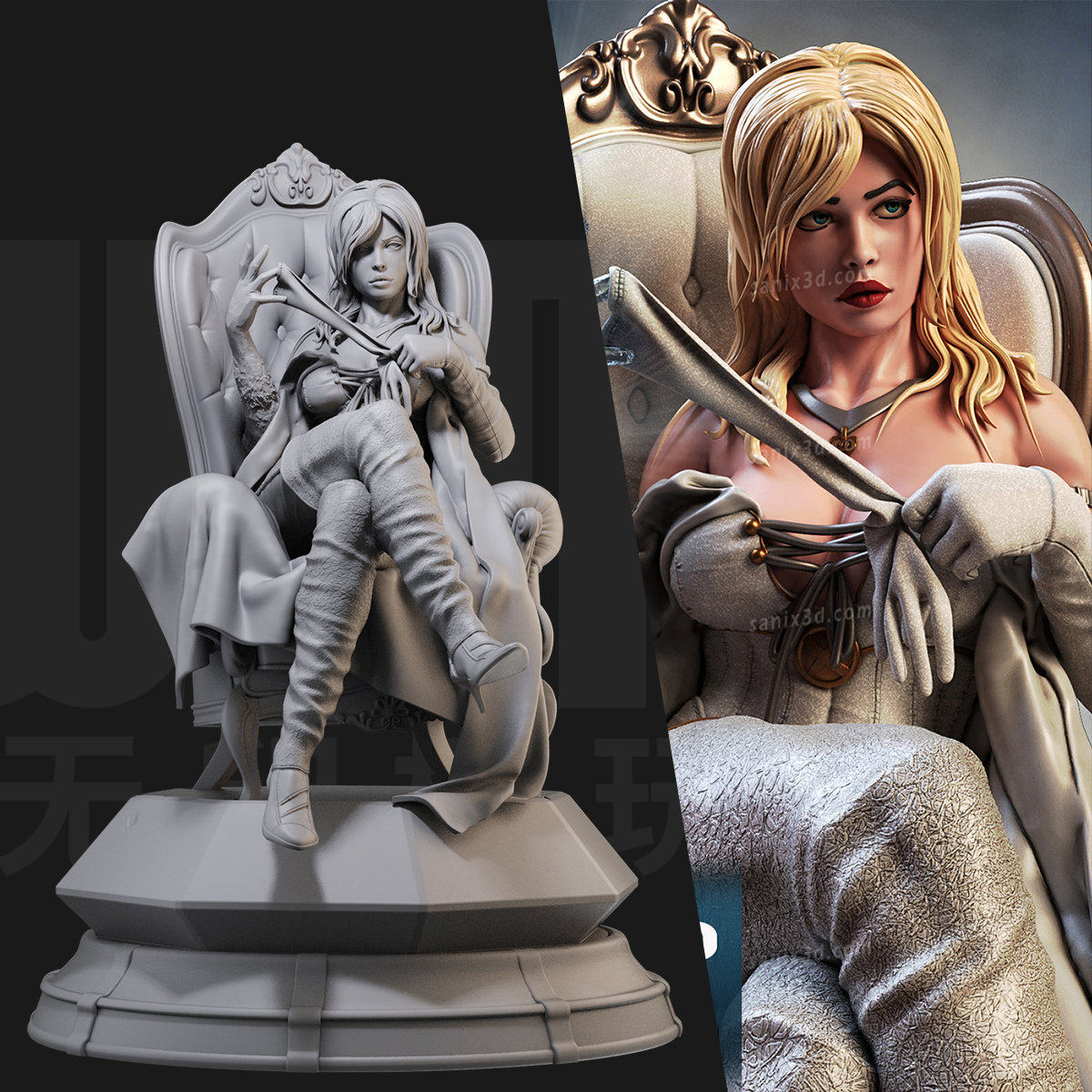 1/24 白皇后 X战警 漫威 18比例GK白模手办3D打印兵人模型 4033