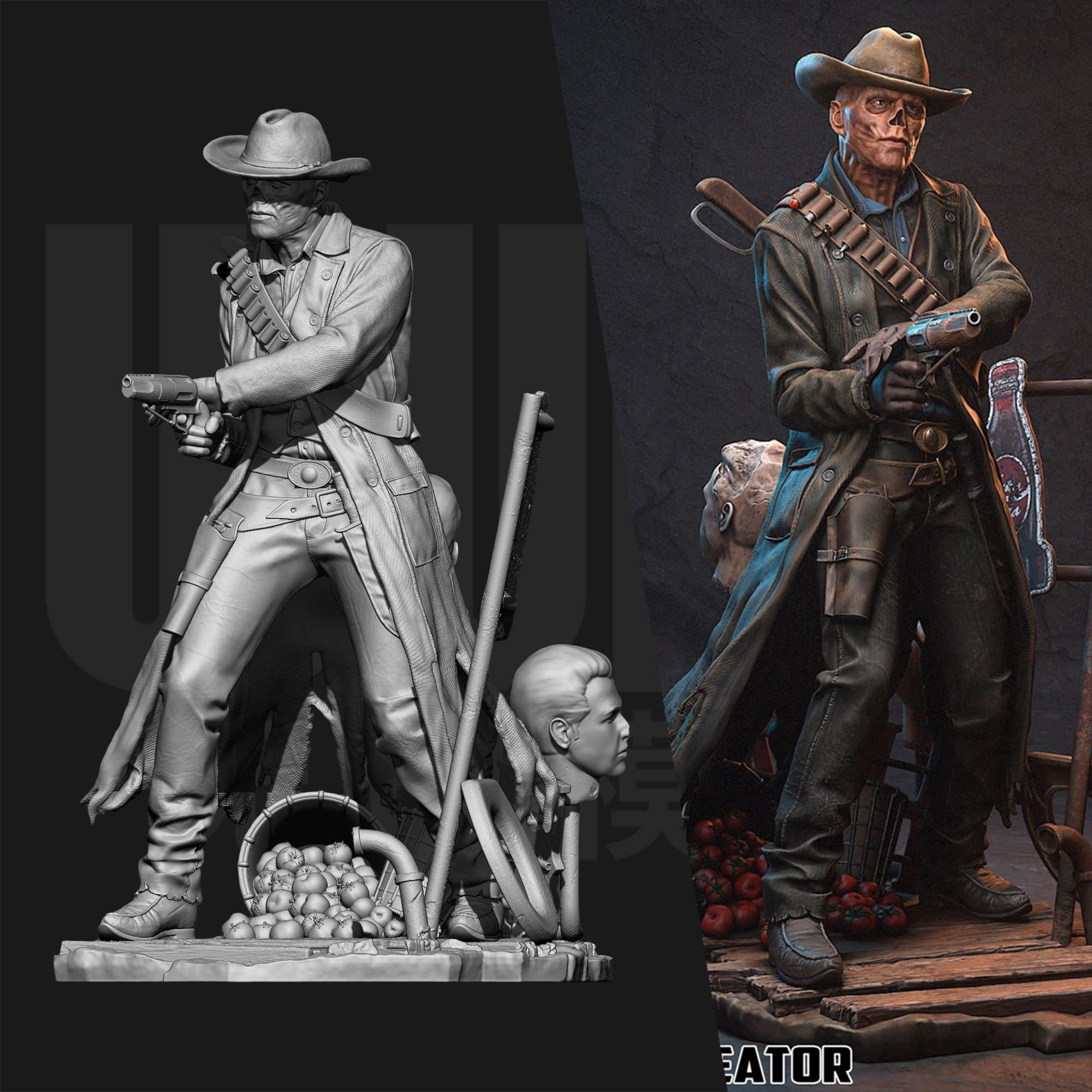 辐射 尸鬼 辐尸人 1/24GK白模手办 18比例树脂3D打印模型 6558