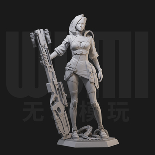 反坦克女狙击手 原创 1/24白模GK手办 18比例兵人3D打印模型 1951