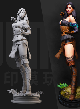 1/24 叶奈法 巫师 CDPR游戏18比例GK白模手办3D打印兵人模型 5481