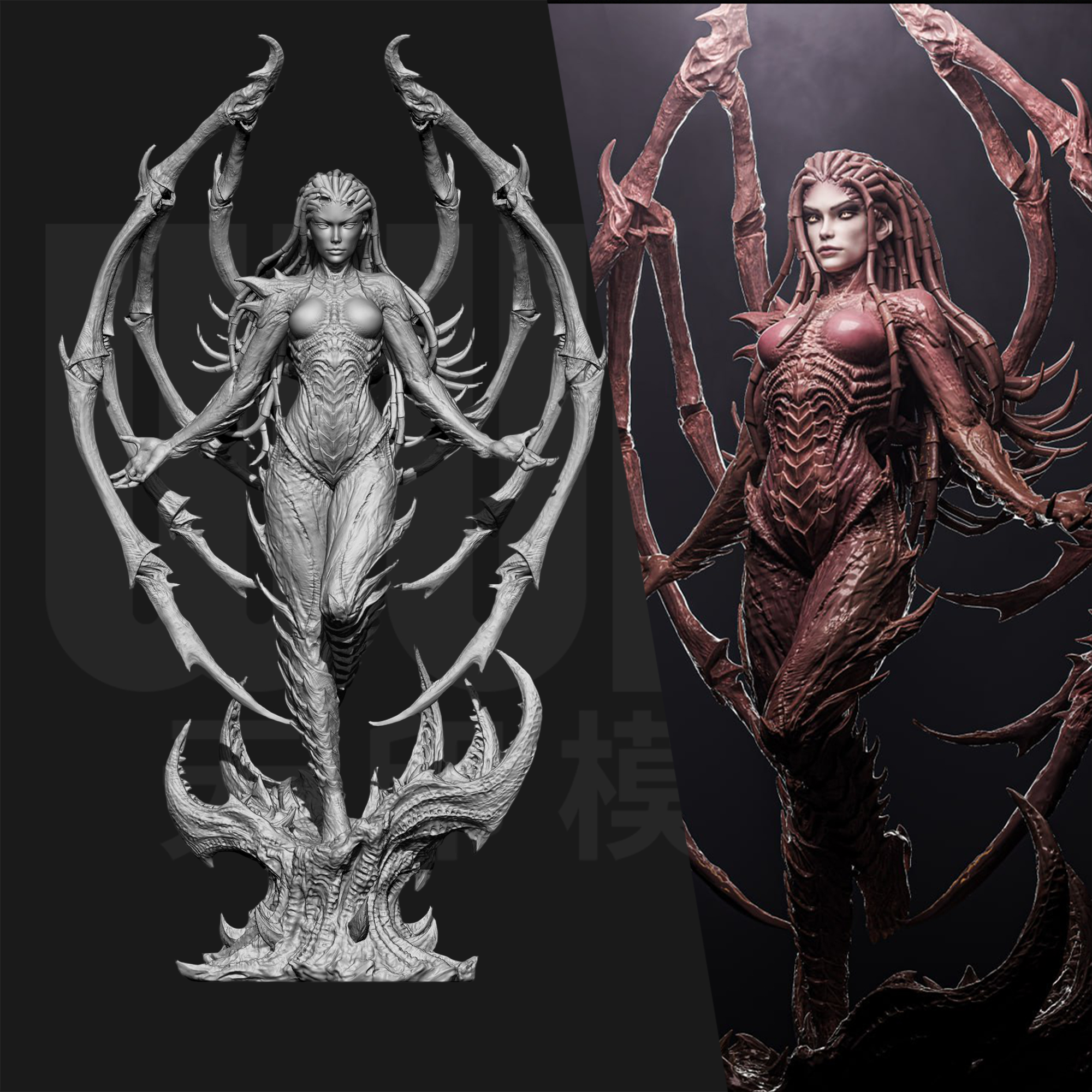 星际争霸 莎拉·凯瑞甘 1/24GK白模手办18比例树脂3D打印模型6555