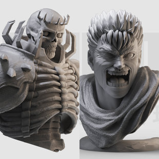 格斯 骷髅骑士胸像 剑风传奇 1/16树脂白模 10比例GK手办模型 175