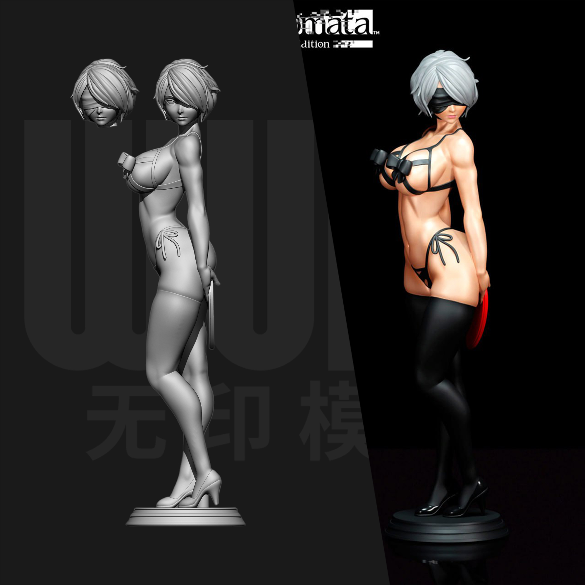 尼尔机械纪元2B 性感 1/24GK白模手办 18比例树脂3D打印模型 6542