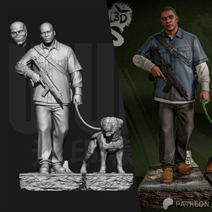 GTA5 富兰克林·克林顿 富仔 1/24GK白模手办18比例树脂模型 6498