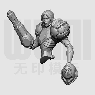 银河战士 萨姆斯 1/10白模胸像 16比例GK树脂白模手办模型 1968