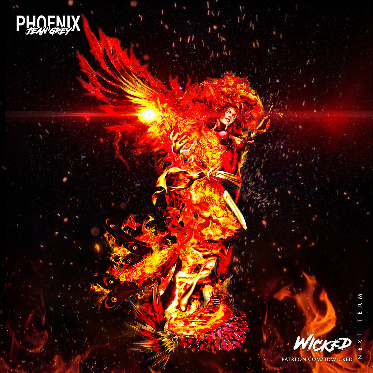 琴 x战警凤凰女 漫威 1/24白模gk手办 18比例兵人3d打印模型 870