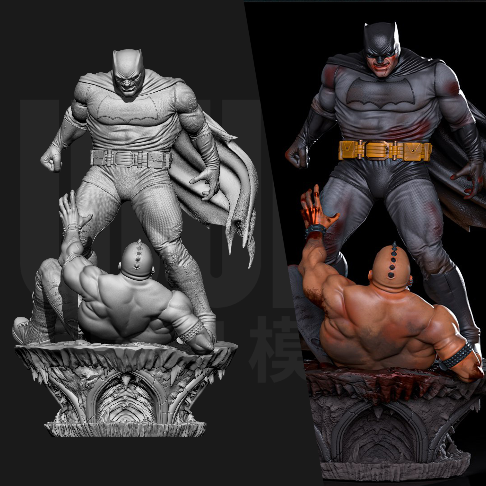 DC 蝙蝠侠vs贝恩 黑暗骑士 1/24GK白模手办18比例树脂模型 6512