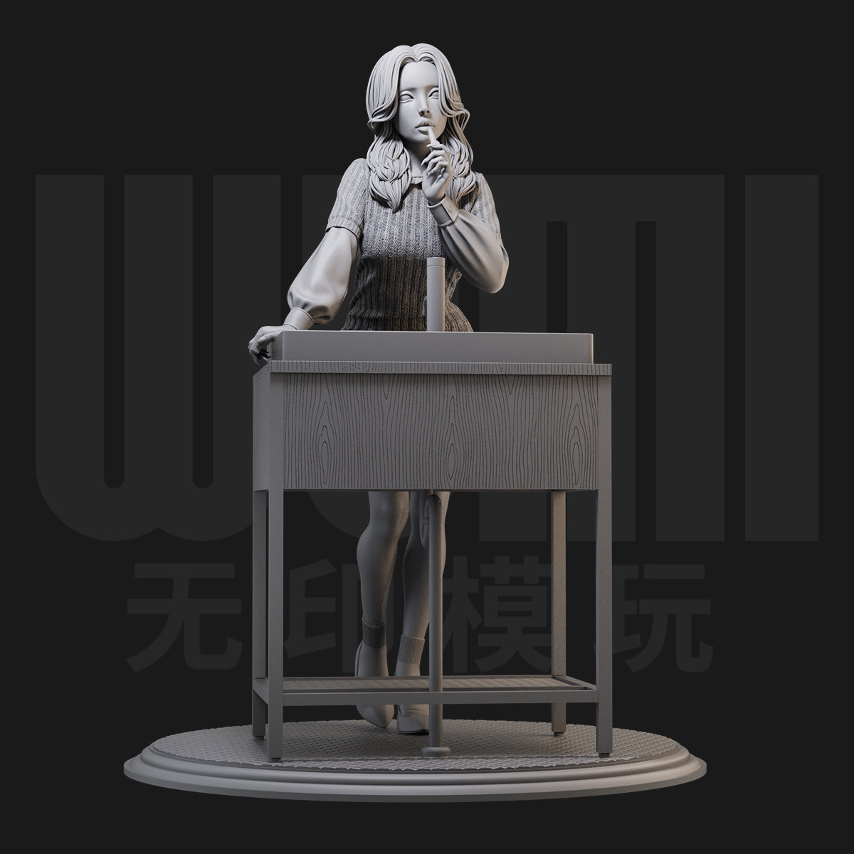1/24 毛衣美女 日风 青春 18比例GK白模手办3D打印兵人模型 3721
