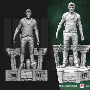 神秘海域 内森·德雷克 1/24GK白模手办18比例树脂3D打印模型6843