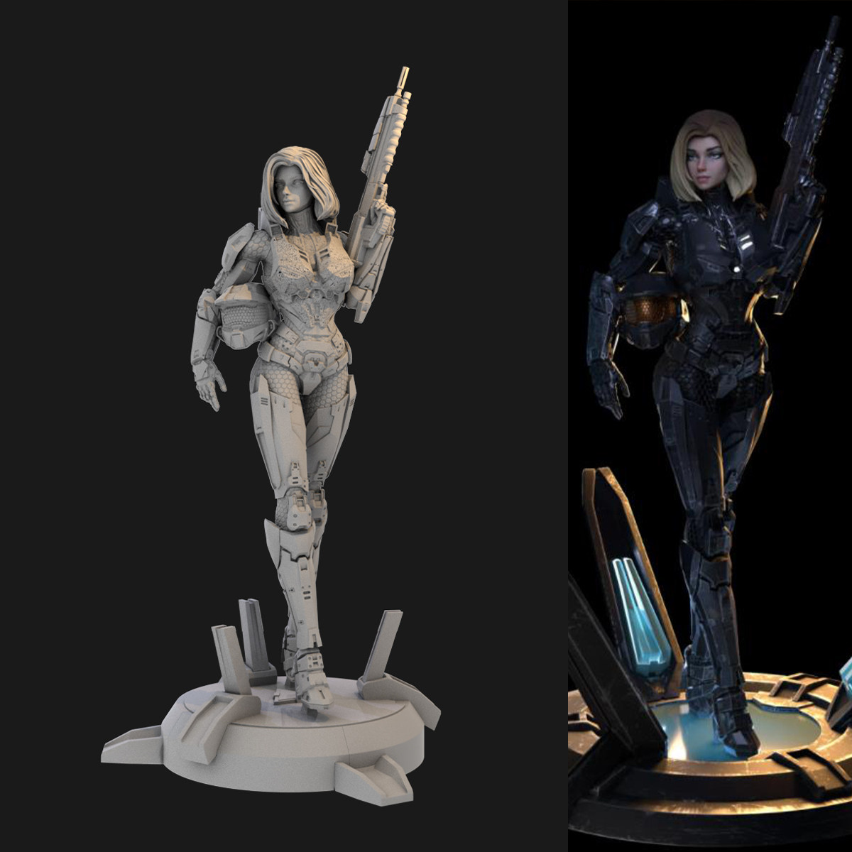 光环女士官长斯巴达 1/24GK白模 1比12手办 3D打印树脂模型 155