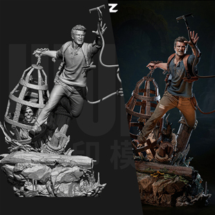 神秘海域 内森·德雷克1/24GK白模手办18比例树脂兵人模型 6245