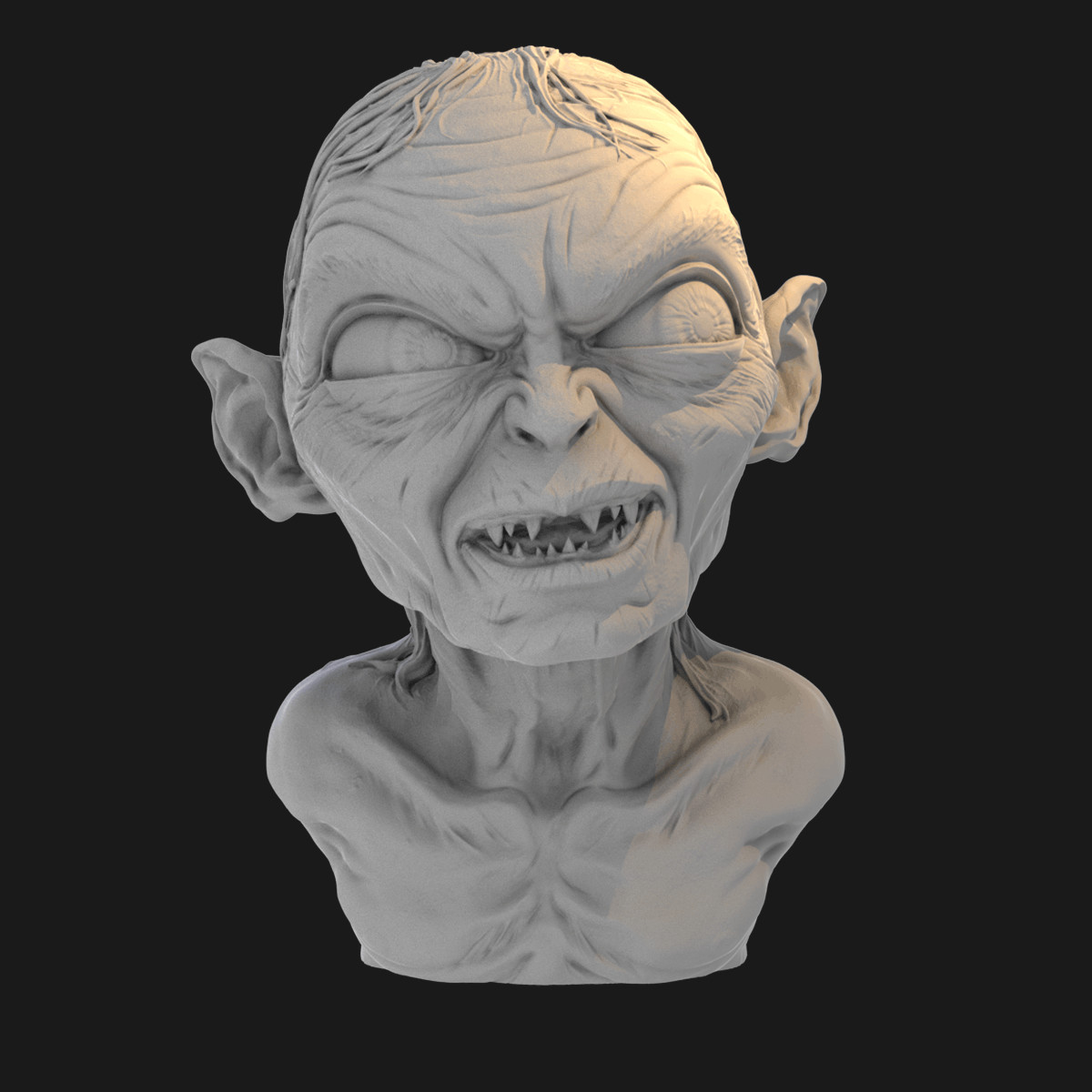 魔戒指环王咕噜胸像 1比16GK白模 3D打印树脂 1/10手办模型