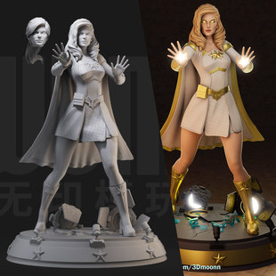 星光黑袍纠察队送双头 1/24白模GK手办 35比例兵人3D打印模型 601