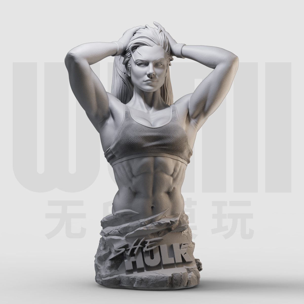 女绿巨人浩克胸像 漫威英雄 1/16树脂白模 10比例GK手办模型 183