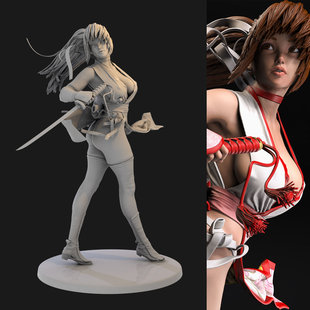 死或生女忍者 霞 红衣 1/24GK白模 1比12手办3D打印树脂模型 281